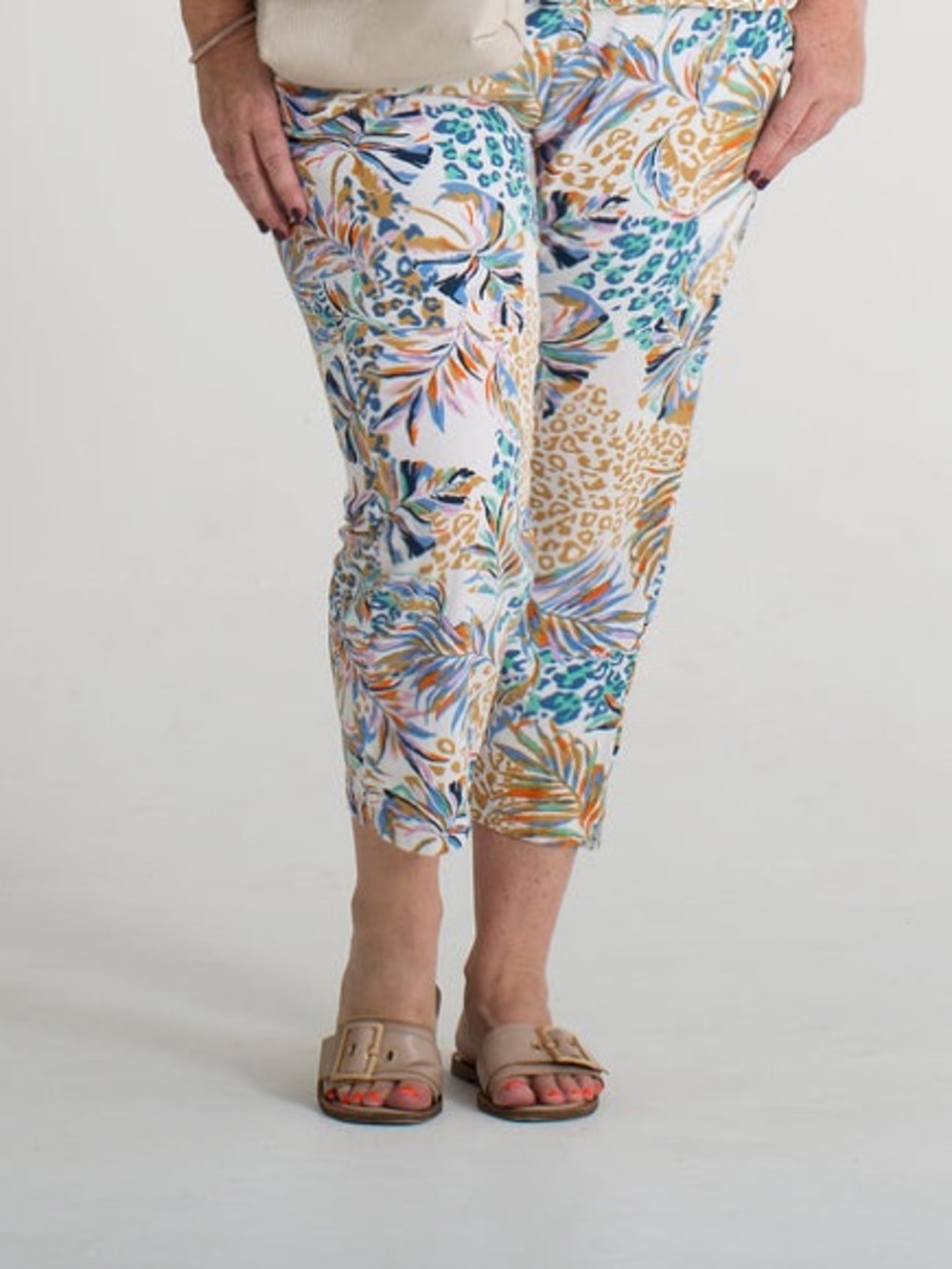 POSITANO Pisa Pants /  Linen Blend Tropical Leopard Print